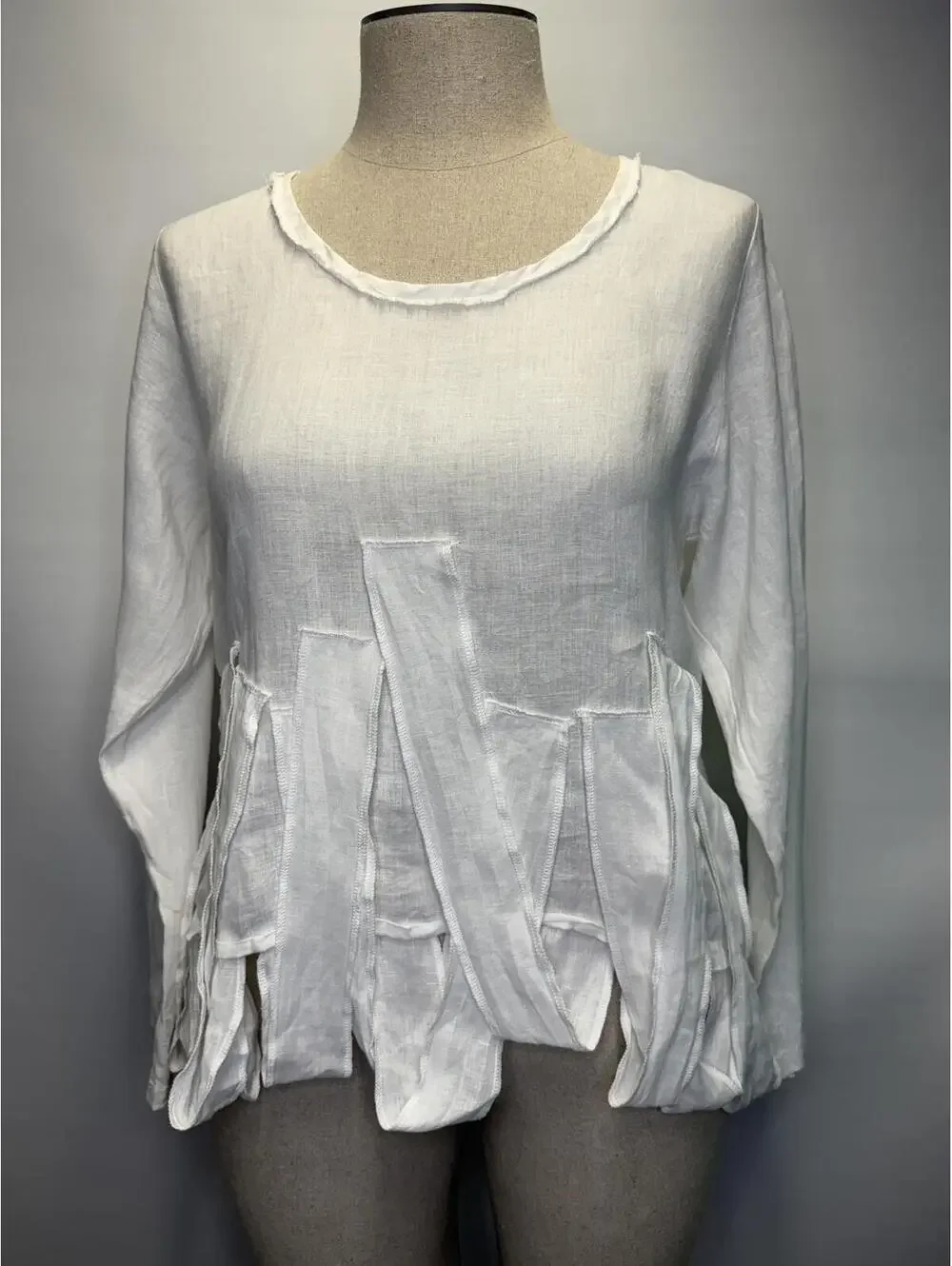 DESIGNER BODIL LINEN WHITE  BLOUSE - L - Picture 2 of 8
